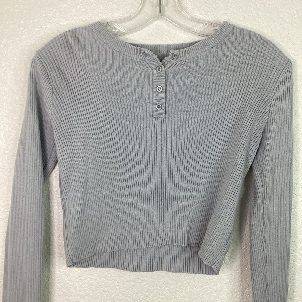 BRANDY π€ MELVILLEβ SIZE S GRAY TOP LONG SLEEVES BLOUSE GUC